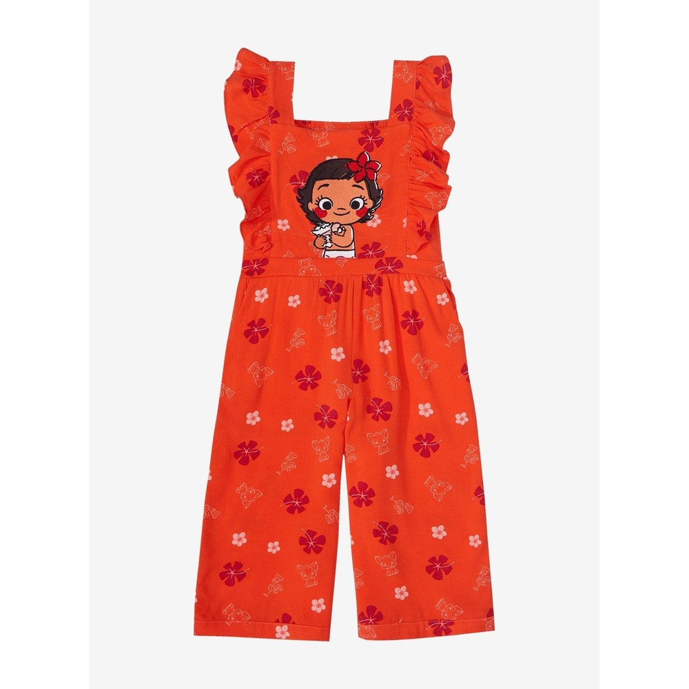 Disney Her Universe Little Girls 3T Moana Orange Tropical Ruffle Sleeve Jumper
